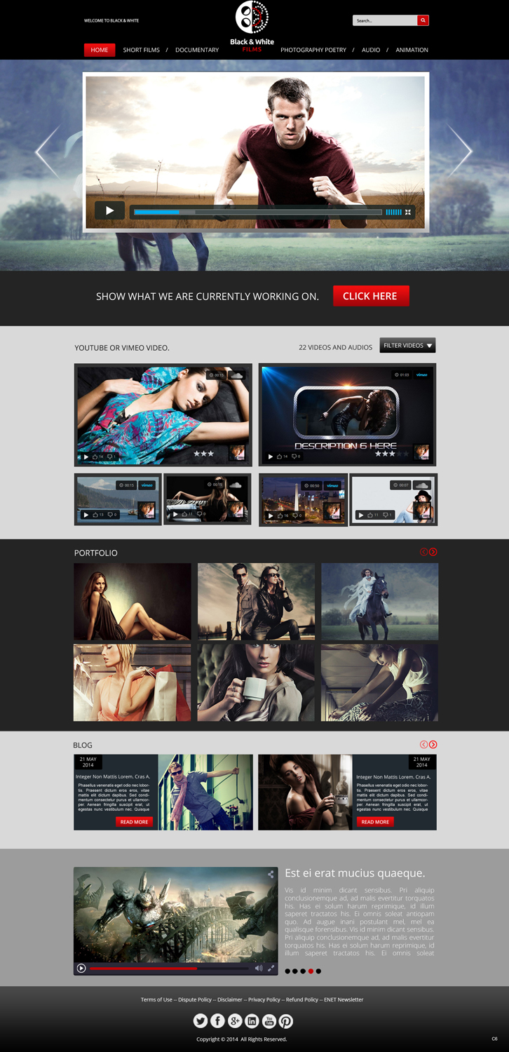 Wordpress Design by pb for Black & White Films | Design #3382790