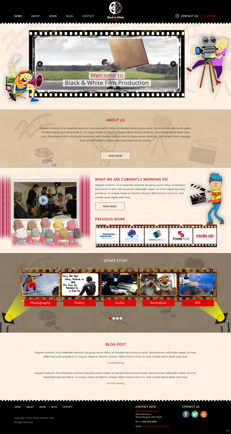 Wordpress Design by pb for Black & White Films | Design #3387293
