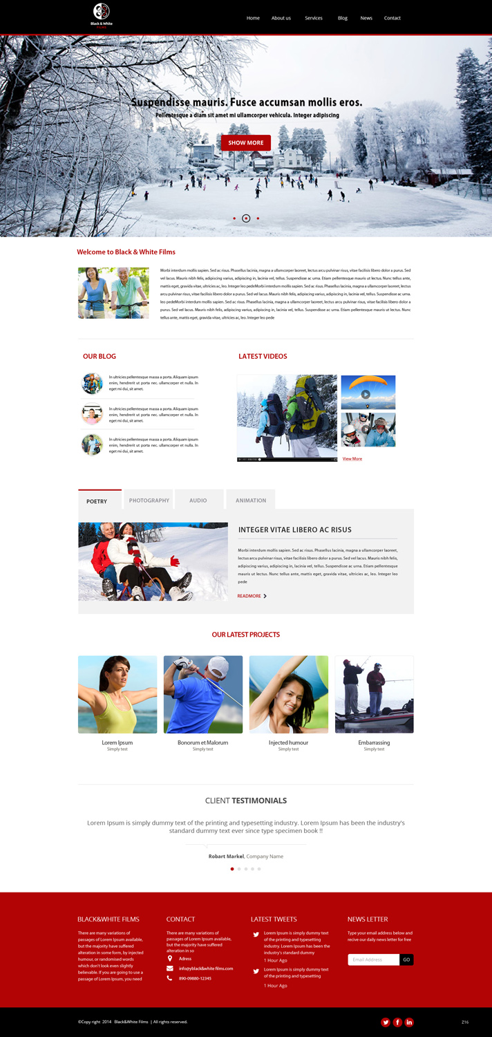 Wordpress Design by pb for Black & White Films | Design #3387295