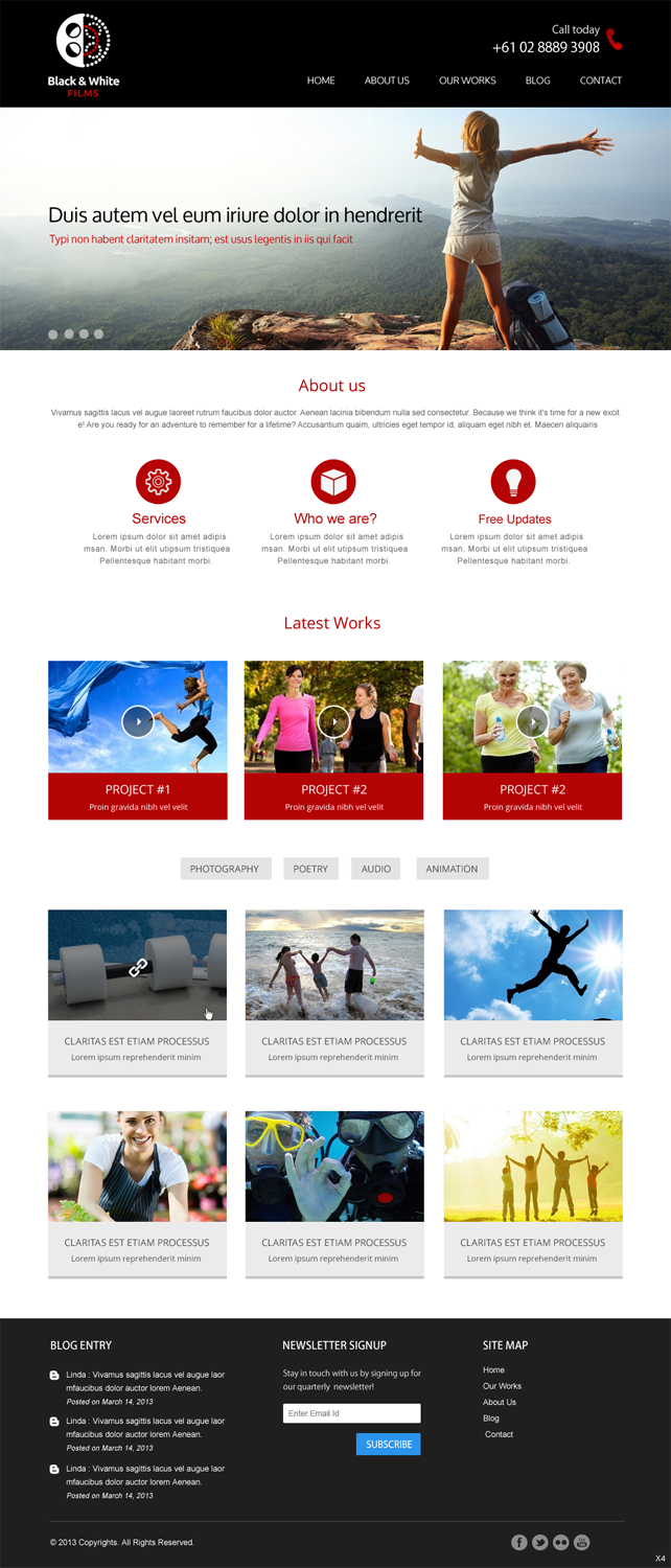 Wordpress Design by pb for Black & White Films | Design #3394172