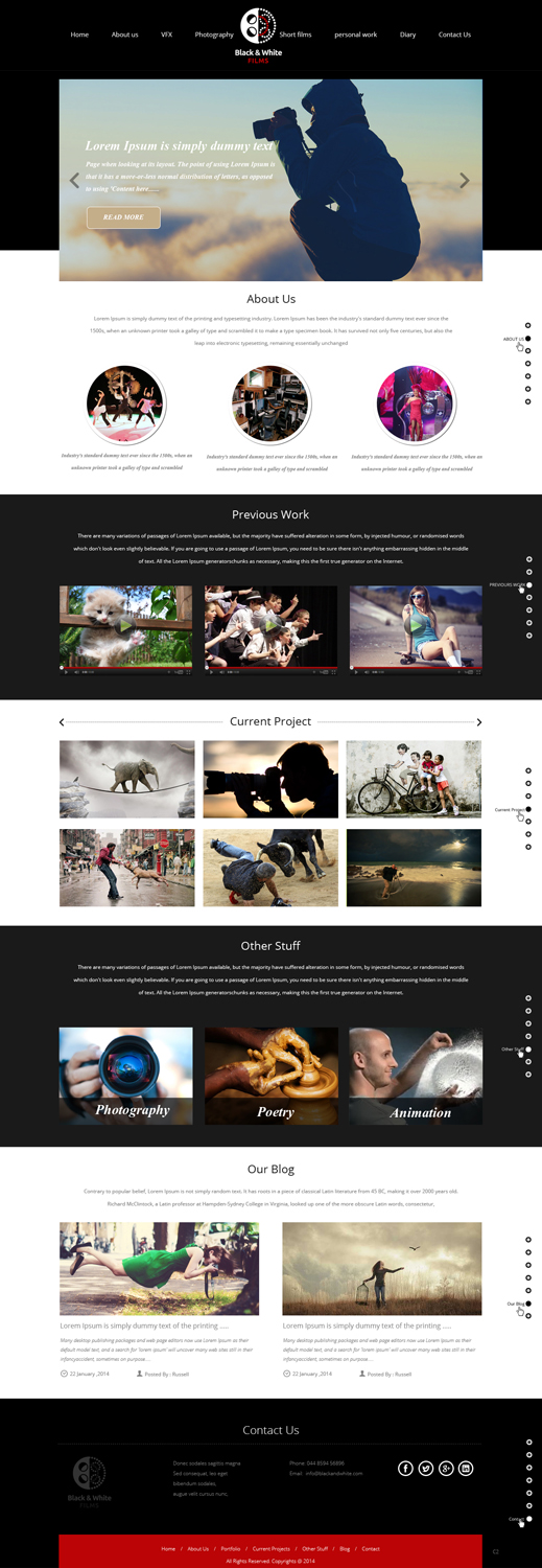 Wordpress Design by pb for Black & White Films | Design #3461369