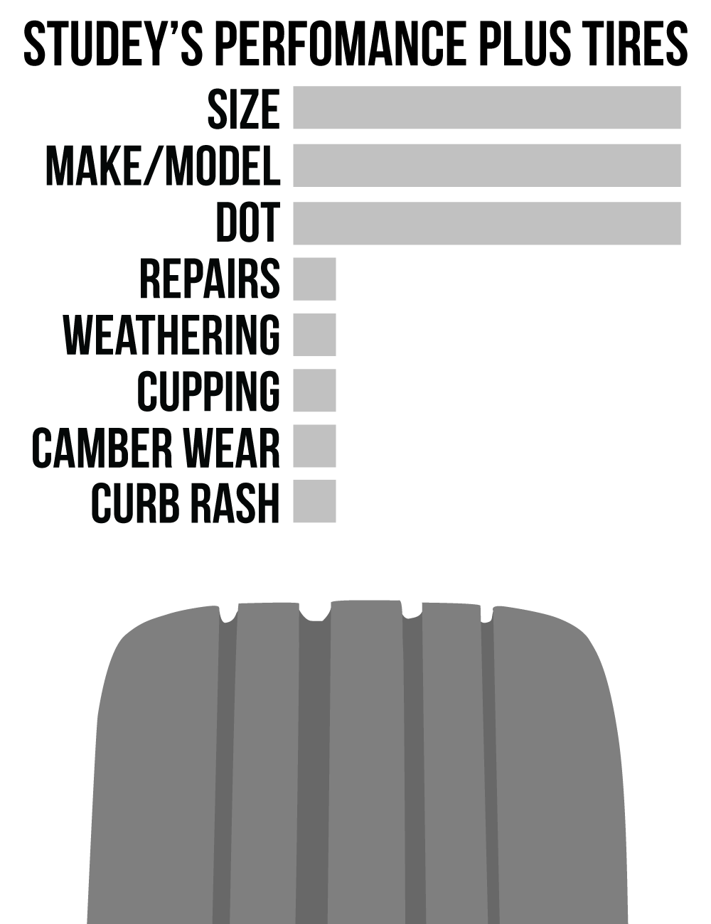 Postkarten-Design von Josh Ward für Studey's Performance Plus Tires | Design #3386472