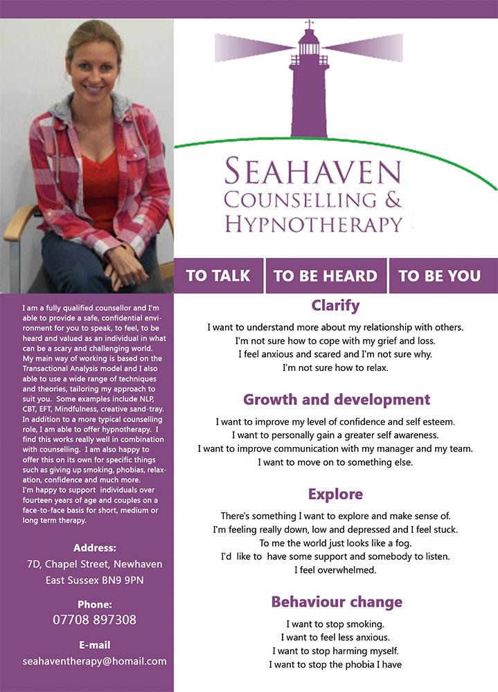Flyer Design by Cris for Seahaven Counselling & Hypnotherapy | Design #3405078