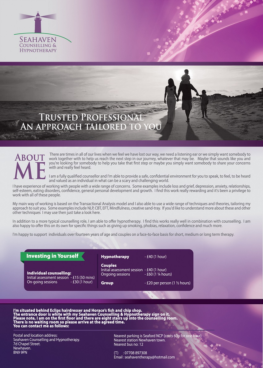 Flyer Design by yganess for Seahaven Counselling & Hypnotherapy | Design #3394776