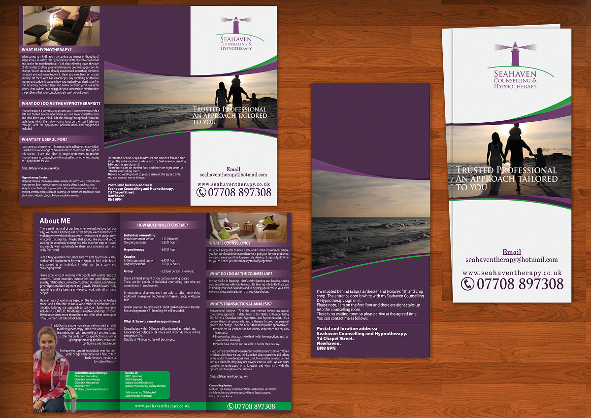 Flyer-Design von yganess für Seahaven Counselling & Hypnotherapy | Design: #3419644
