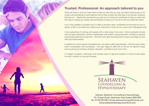 Flyer Design by project101.work for Seahaven Counselling & Hypnotherapy | Design #3402657