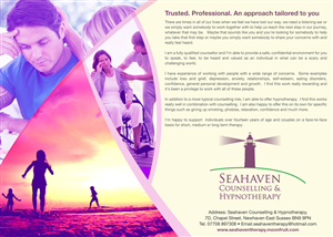 Flyer-Design von project101.work für Seahaven Counselling & Hypnotherapy | Design: #3402679