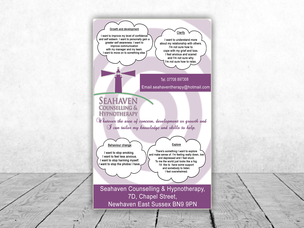 Flyer-Design von Sajin für Seahaven Counselling & Hypnotherapy | Design #3445434