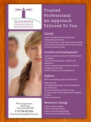 Flyer-Design von Sbss für Seahaven Counselling & Hypnotherapy | Design: #3426092