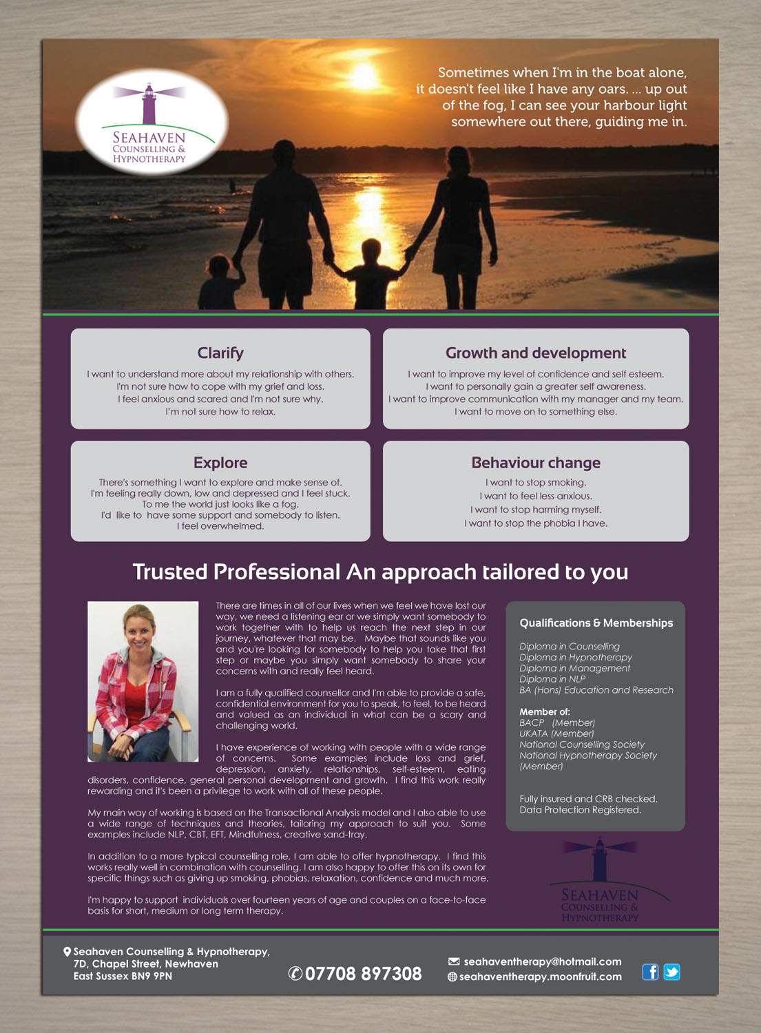 Flyer Design by Sbss for Seahaven Counselling & Hypnotherapy | Design #3443786
