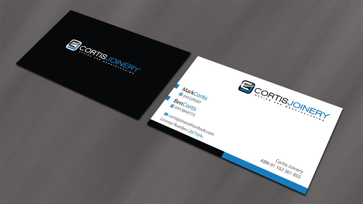 Business Card Design by Dezero for Cortis Joinery | Design #3429664