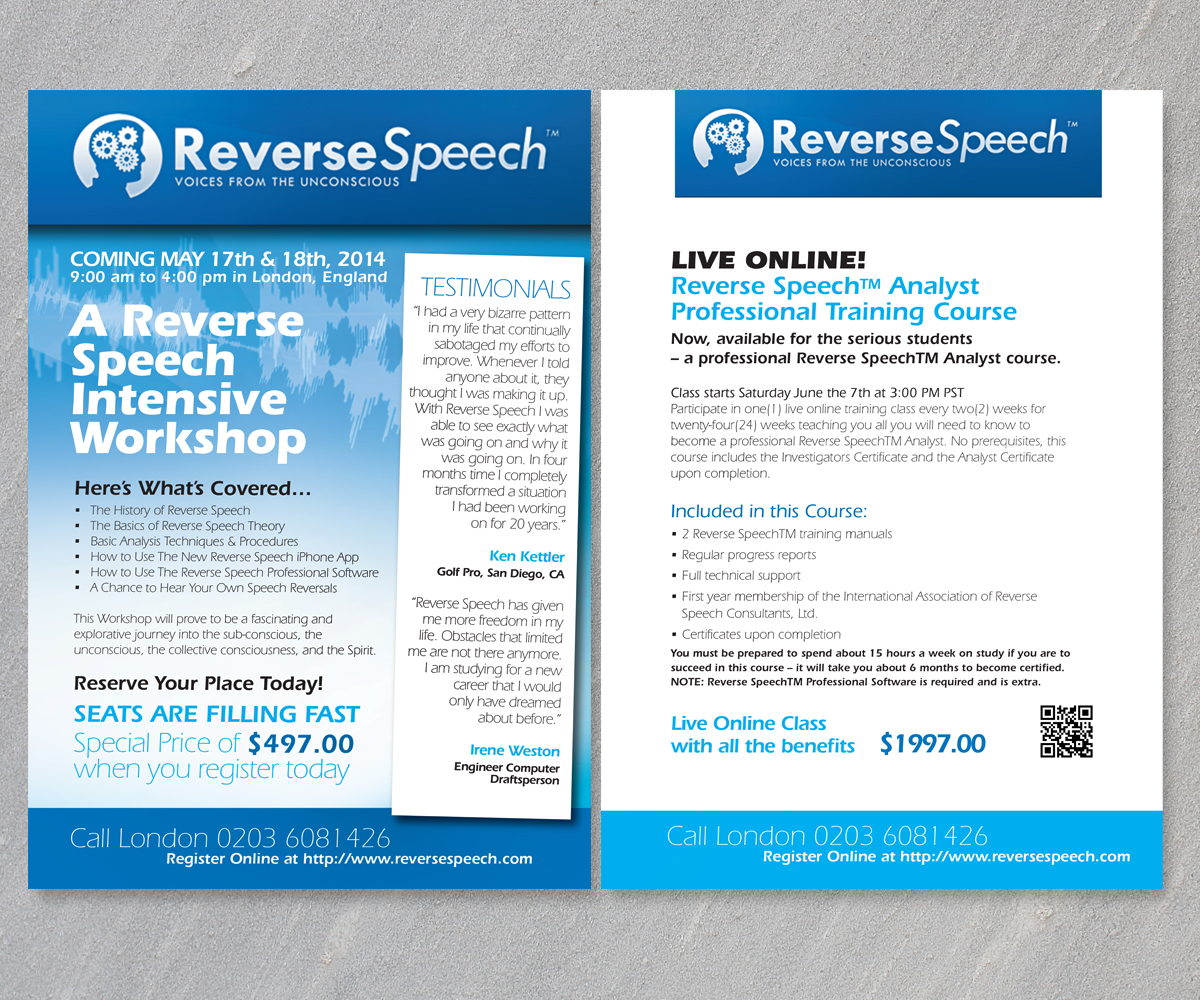 Flyer Design by see why for Reverse Speech Pty. Ltd. | Design #3419597