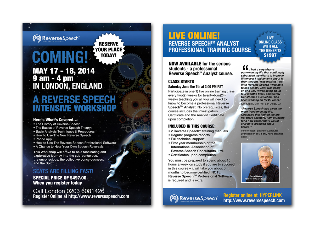 Flyer Design by Purple Hearts  for Reverse Speech Pty. Ltd. | Design: #3416541