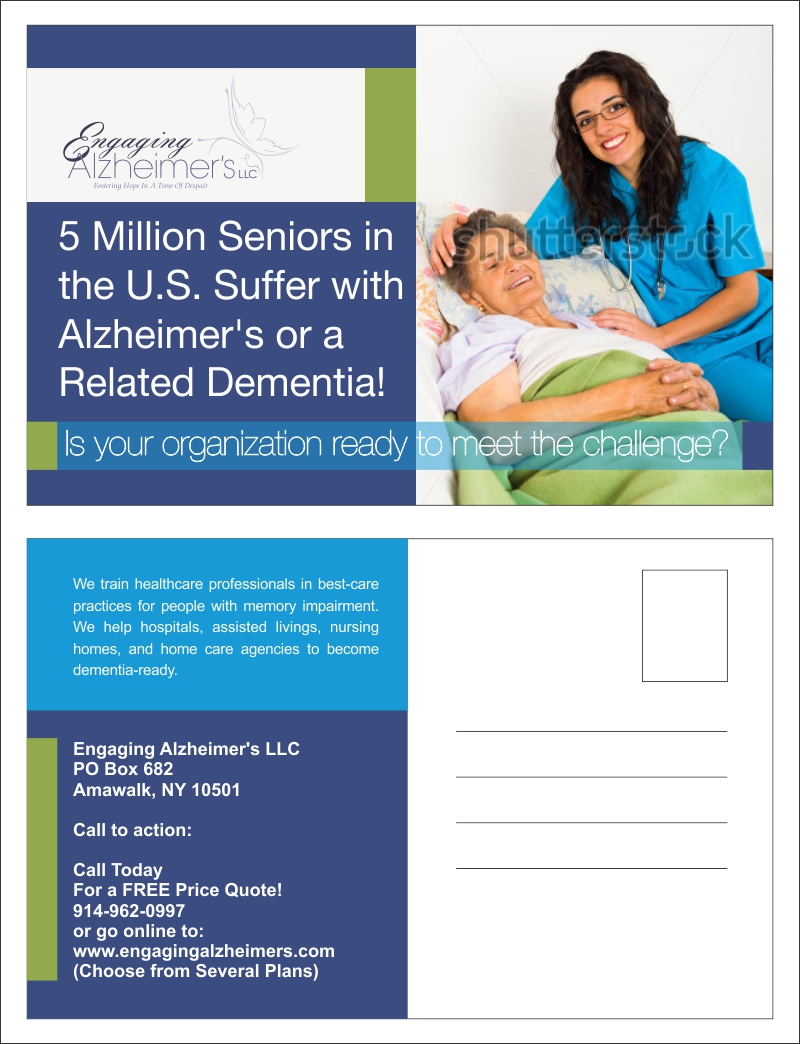 Postcard Design by Savitra for Engaging Alzheimer''s LLC | Design #3458943