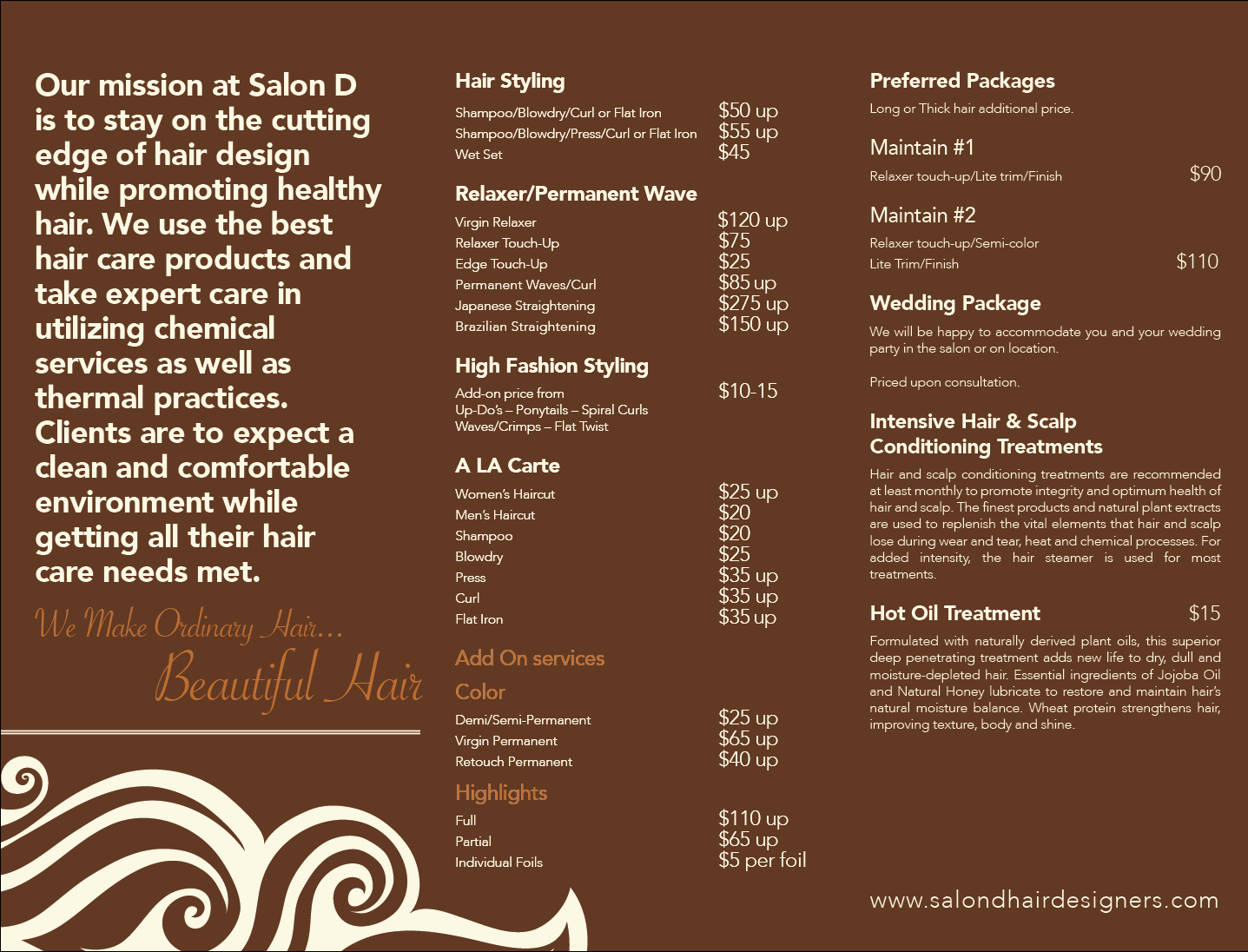 Brochure Design by TonyFitz317 for Salon D | Design #3416083