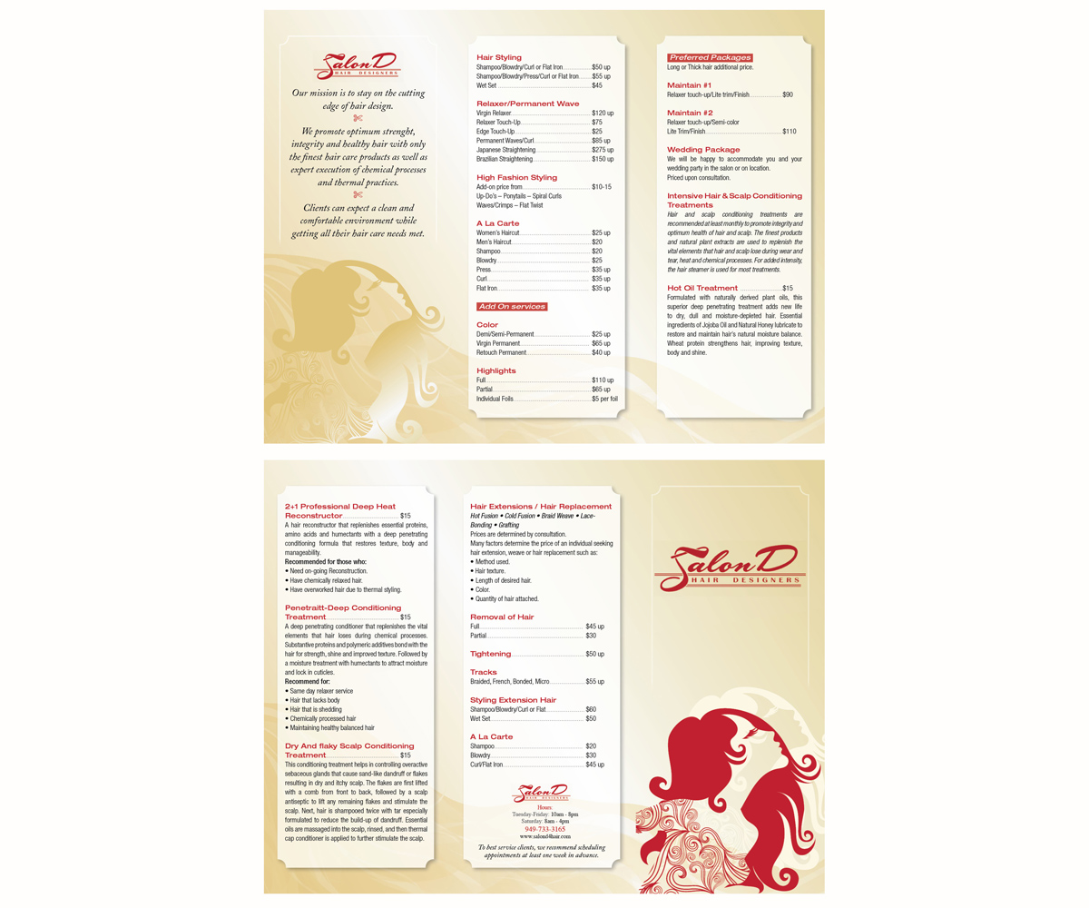 Diseño de Brochure por Michele_co para Salon D | Diseño #3439467