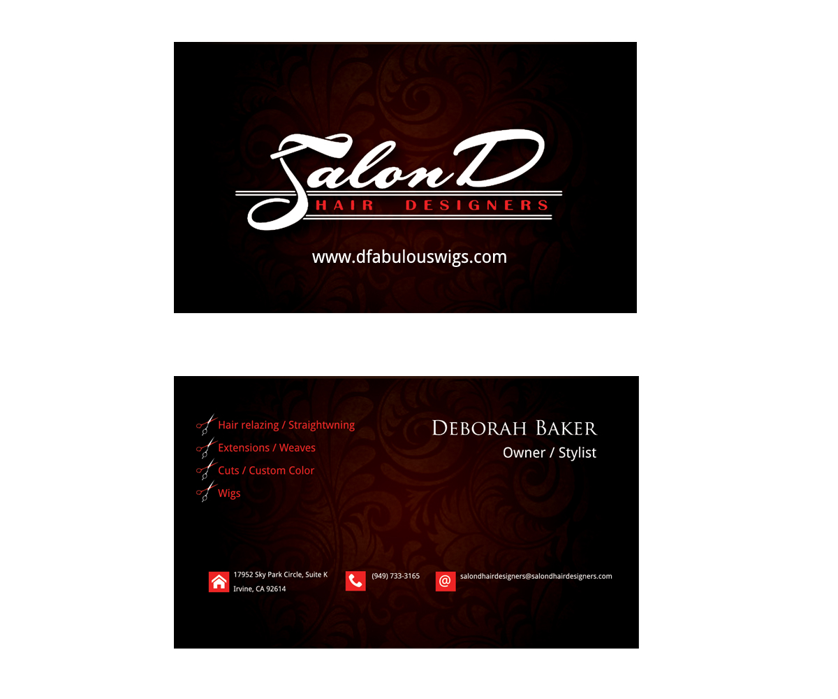 Business Card Design by Satyajit Sil Creations for Salon D | Design #3416314