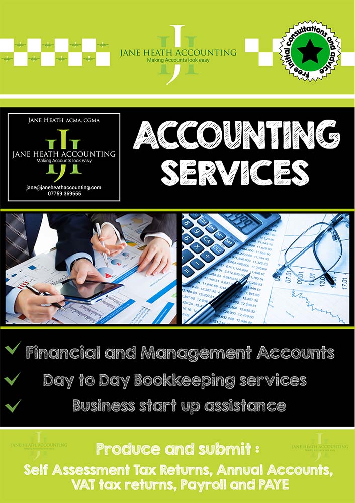 Flyer Design by jack7 for Jane Heath Accounting Solutions Ltd | Design #3450069