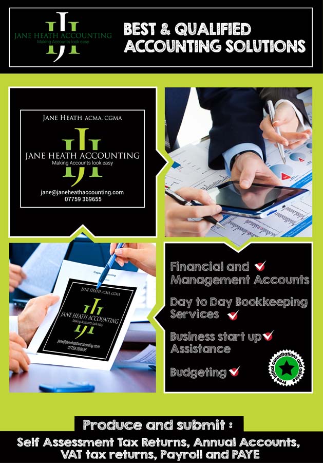Flyer Design by jack7 for Jane Heath Accounting Solutions Ltd | Design #3482465