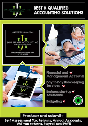 Diseño de Flyer por jack7 para Jane Heath Accounting Solutions Ltd | Diseño #3482465