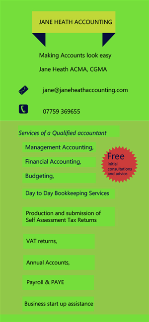 Diseño de Flyer por arun1888 para Jane Heath Accounting Solutions Ltd | Diseño #3475757