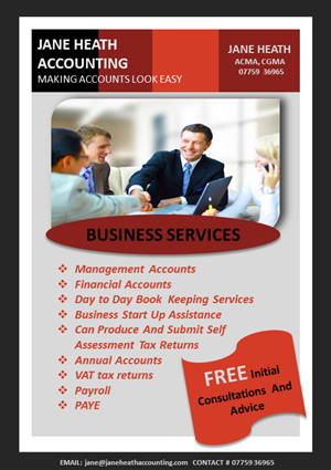 Flyer Design by humibest for Jane Heath Accounting Solutions Ltd | Design: #3457472