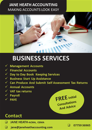 Flyer Design by humibest for Jane Heath Accounting Solutions Ltd | Design: #3462939
