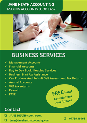 Flyer Design by humibest for Jane Heath Accounting Solutions Ltd | Design: #3462950