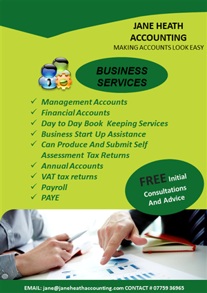 Diseño de Flyer por humibest para Jane Heath Accounting Solutions Ltd | Diseño: #3475339