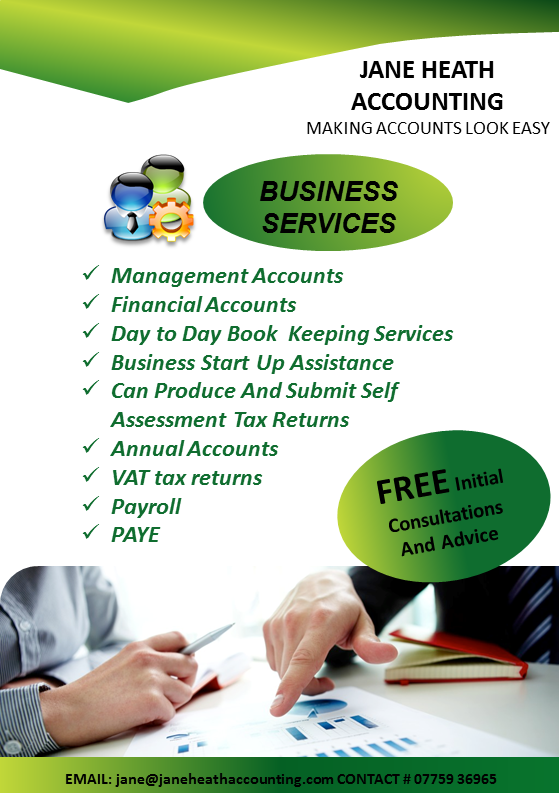 Flyer Design by humibest for Jane Heath Accounting Solutions Ltd | Design #3475342