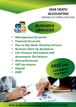 Diseño de Flyer por humibest para Jane Heath Accounting Solutions Ltd | Diseño: #3475342