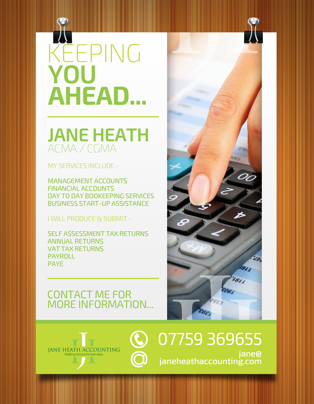 Flyer Design by NetRite-Design for Jane Heath Accounting Solutions Ltd | Design #3451912