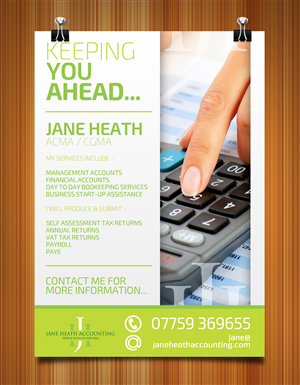 Flyer Design by NetRite-Design for Jane Heath Accounting Solutions Ltd | Design: #3451912