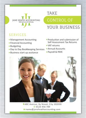 Diseño de Flyer por Sbss para Jane Heath Accounting Solutions Ltd | Diseño: #3451389