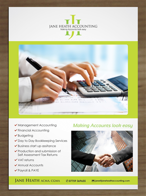 Diseño de Flyer por Sbss para Jane Heath Accounting Solutions Ltd | Diseño: #3456877