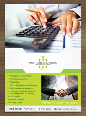 Diseño de Flyer por Sbss para Jane Heath Accounting Solutions Ltd | Diseño: #3456879