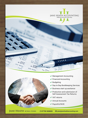 Diseño de Flyer por Sbss para Jane Heath Accounting Solutions Ltd | Diseño: #3456880