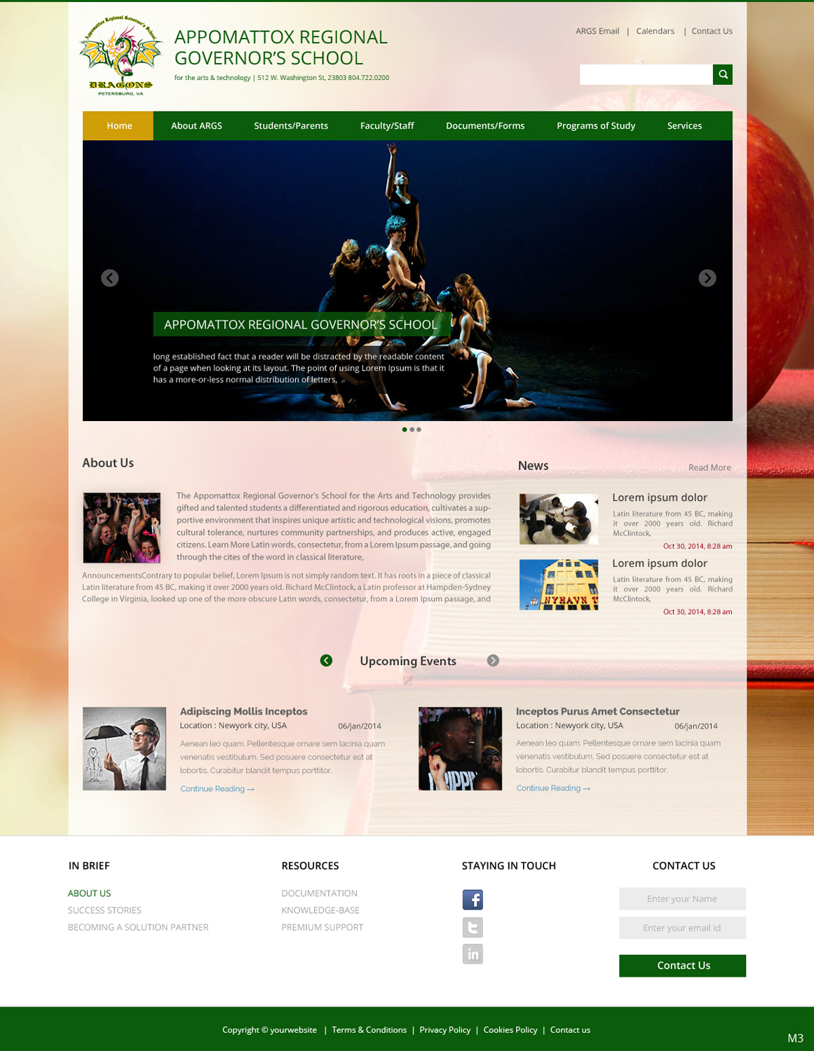 Wordpress Design by pb for Appomattox Regional Governor's School | Design #3429900