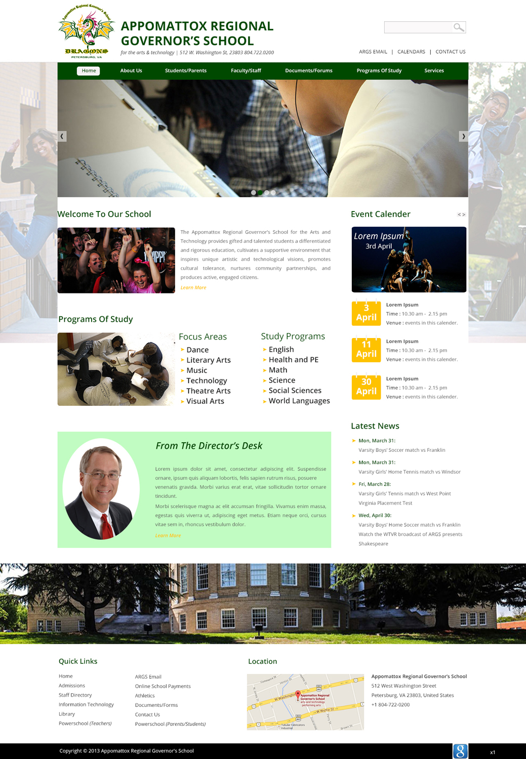 Wordpress Design by pb for Appomattox Regional Governor's School | Design #3431773