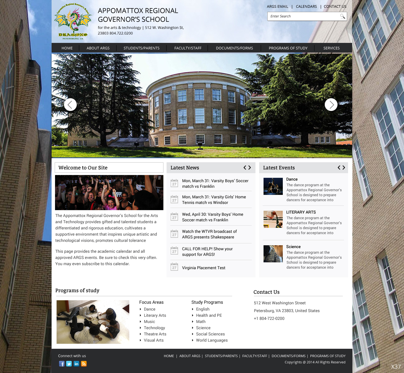 Wordpress Design by pb for Appomattox Regional Governor's School | Design #3438334