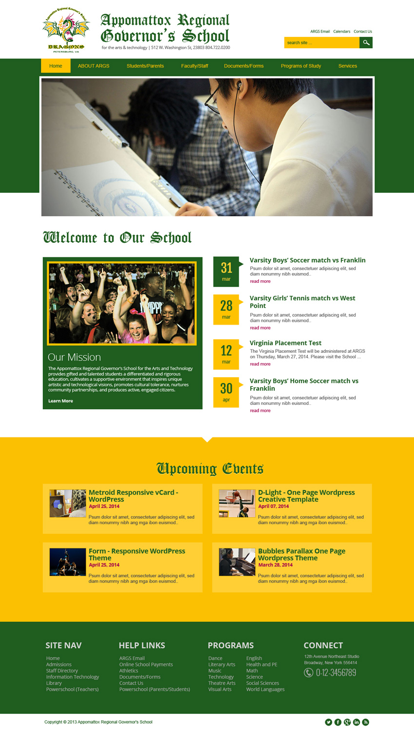 Diseño Wordpress por jeckx2 para Appomattox Regional Governor's School | Diseño #3424606