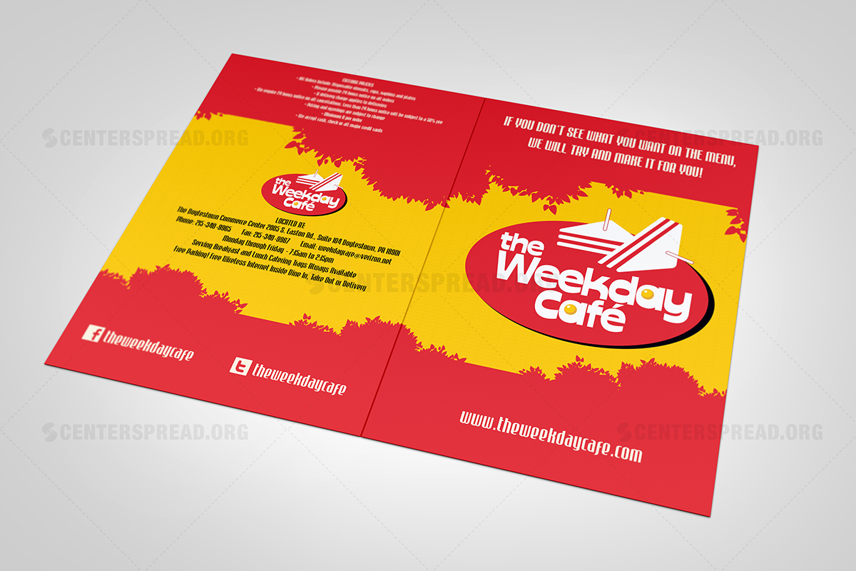 Menu Design by CENTERSPREAD for The Weekday Cafe | Design #3529356