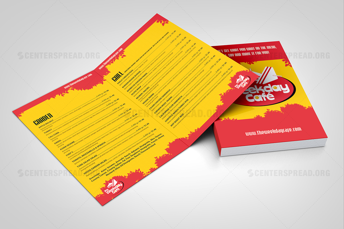 Menu Design by CENTERSPREAD for The Weekday Cafe | Design #3529367