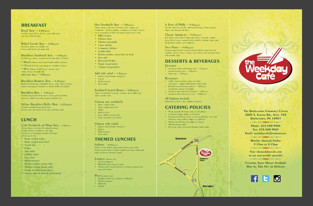 Menu Design by atularts for The Weekday Cafe | Design #3552569