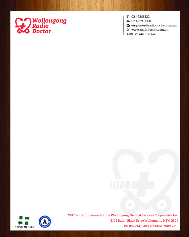Letterhead Design by HarmiDesigning for Wollongong Radio Doctor | Design #3461368