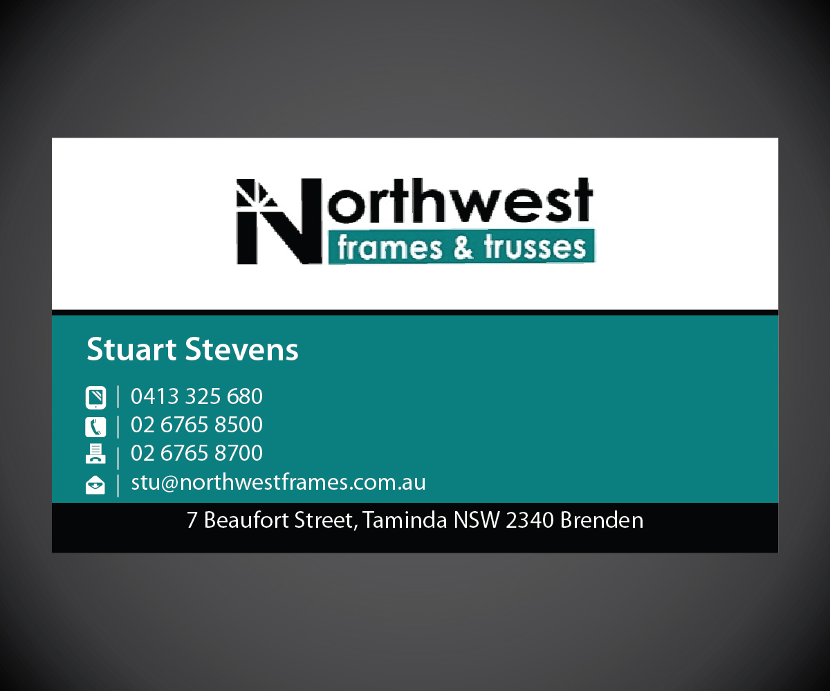 Diseño de Tarjeta de Presentación por joliau para Northwest Frames and Trusses | Diseño #3421226