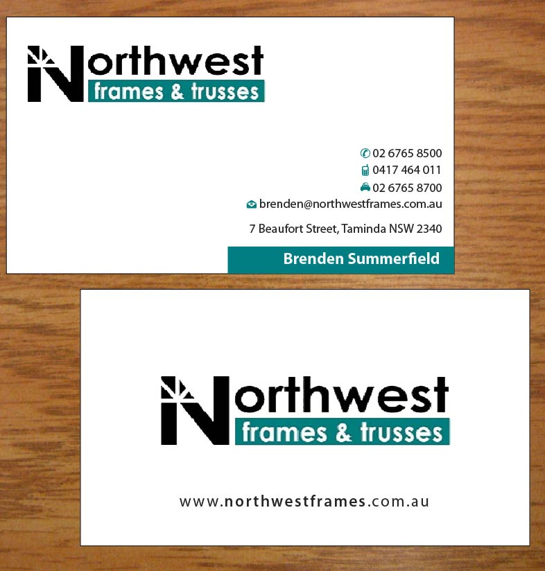 Design de Carte de Visite par Joy16589 pour Northwest Frames and Trusses | Design #3421253