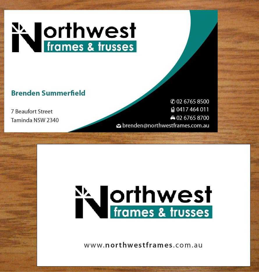Design de Carte de Visite par Joy16589 pour Northwest Frames and Trusses | Design #3421355