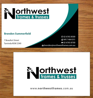 Diseño de Tarjeta de Presentación por Joy16589 para Northwest Frames and Trusses | Diseño: #3421355