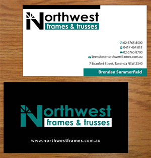 Diseño de Tarjeta de Presentación por Joy16589 para Northwest Frames and Trusses | Diseño: #3421360